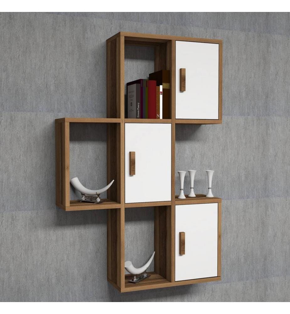 Wall Shelf, WalnutWhite, Melamine Coated Particle Board