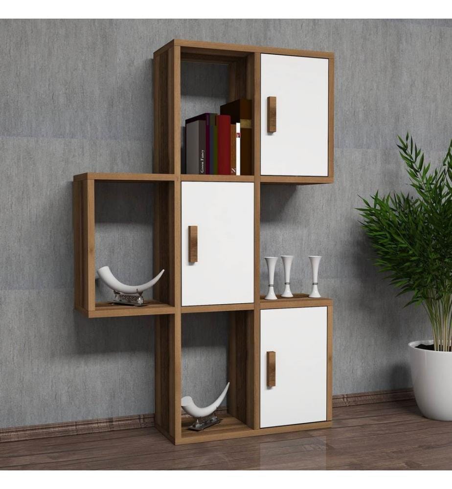 Wall Shelf, WalnutWhite, Melamine Coated Particle Board