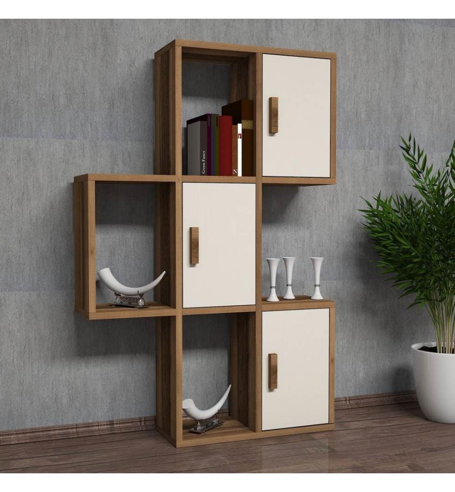 Wall Shelf, WalnutCream, Melamine Coated Particle Board