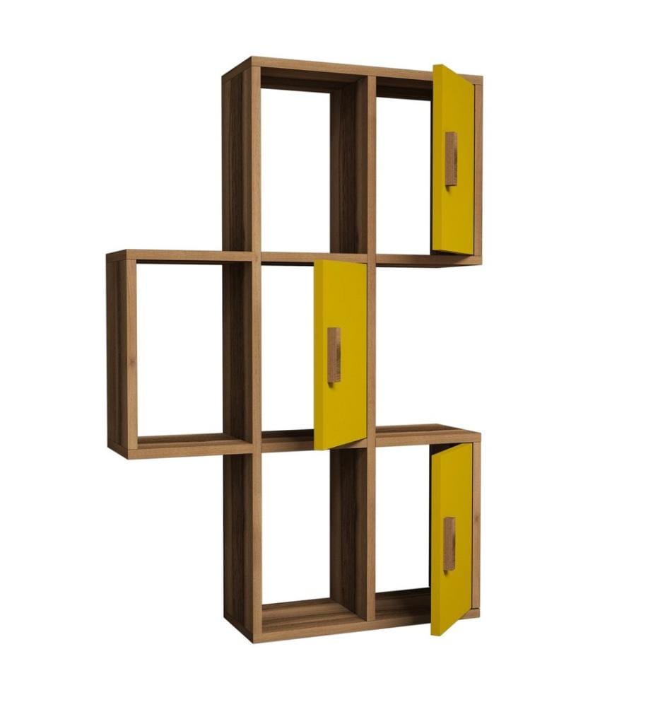 Wall Shelf, WalnutYellow, Melamine Coated Particle Board