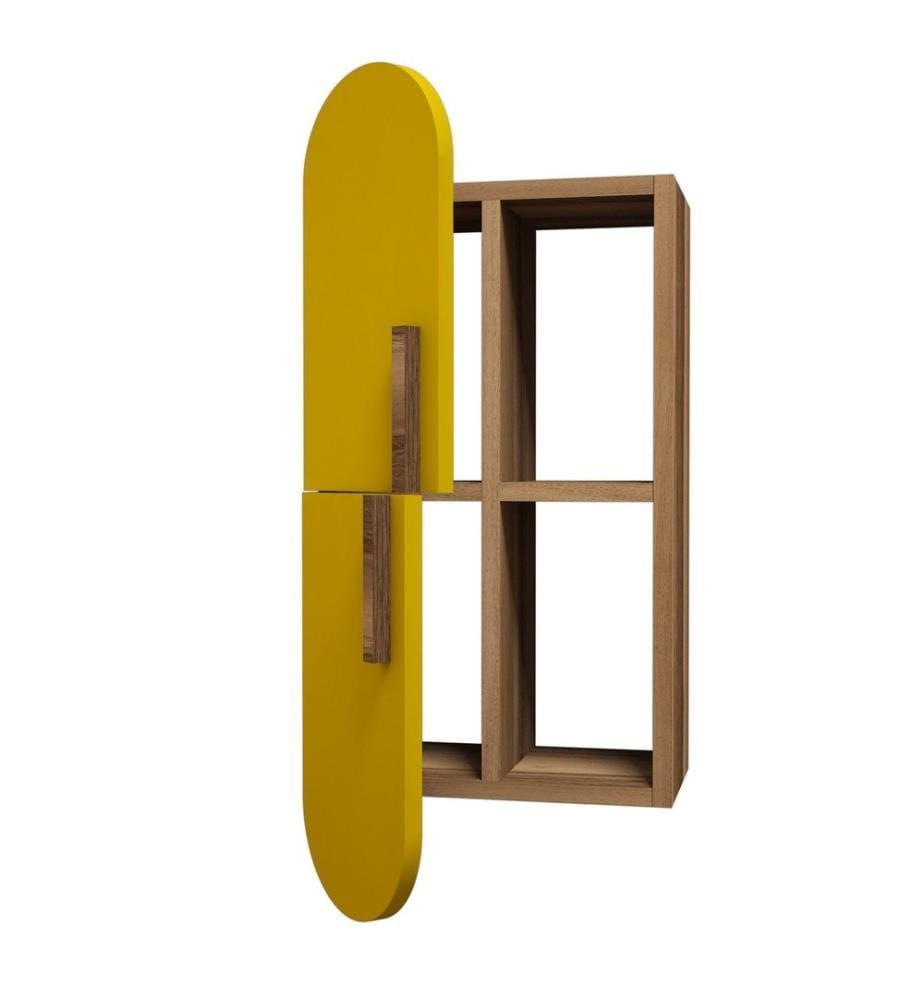 Wall Shelf, WalnutYellow, Melamine Coated Particle Board
