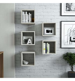 Crema, Mensole A Parete, Piastra Di Particelle Rivestite Con Melamina 24X30X30,