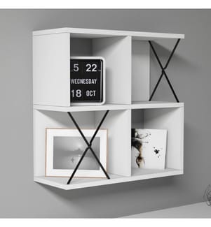 Bianco, Nero, Mensole A Parete, 60X60X24 cm, Piastra Di Particelle Rivestita Con Melamina