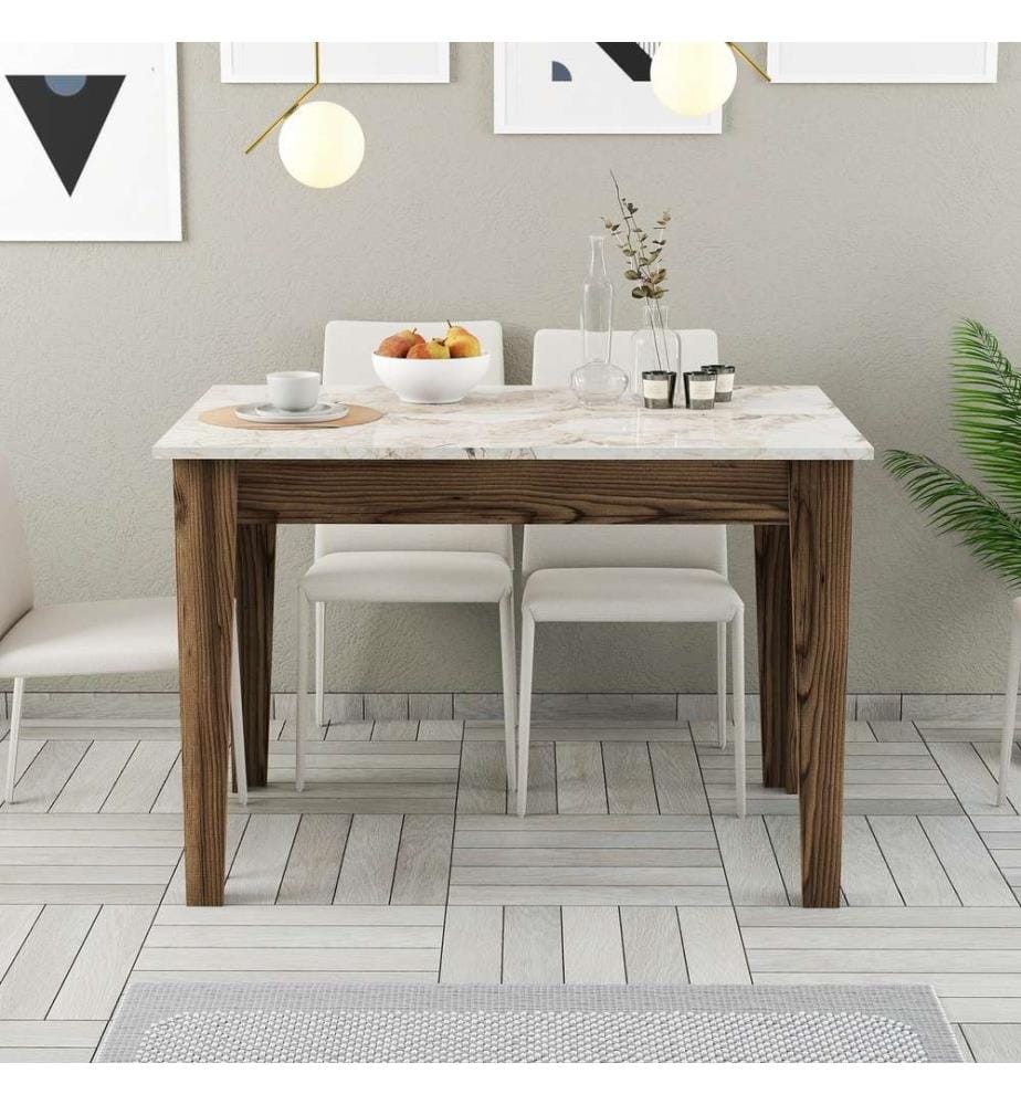 Kitchen Table, WalnutWhite, Melamine Coated Particle Board