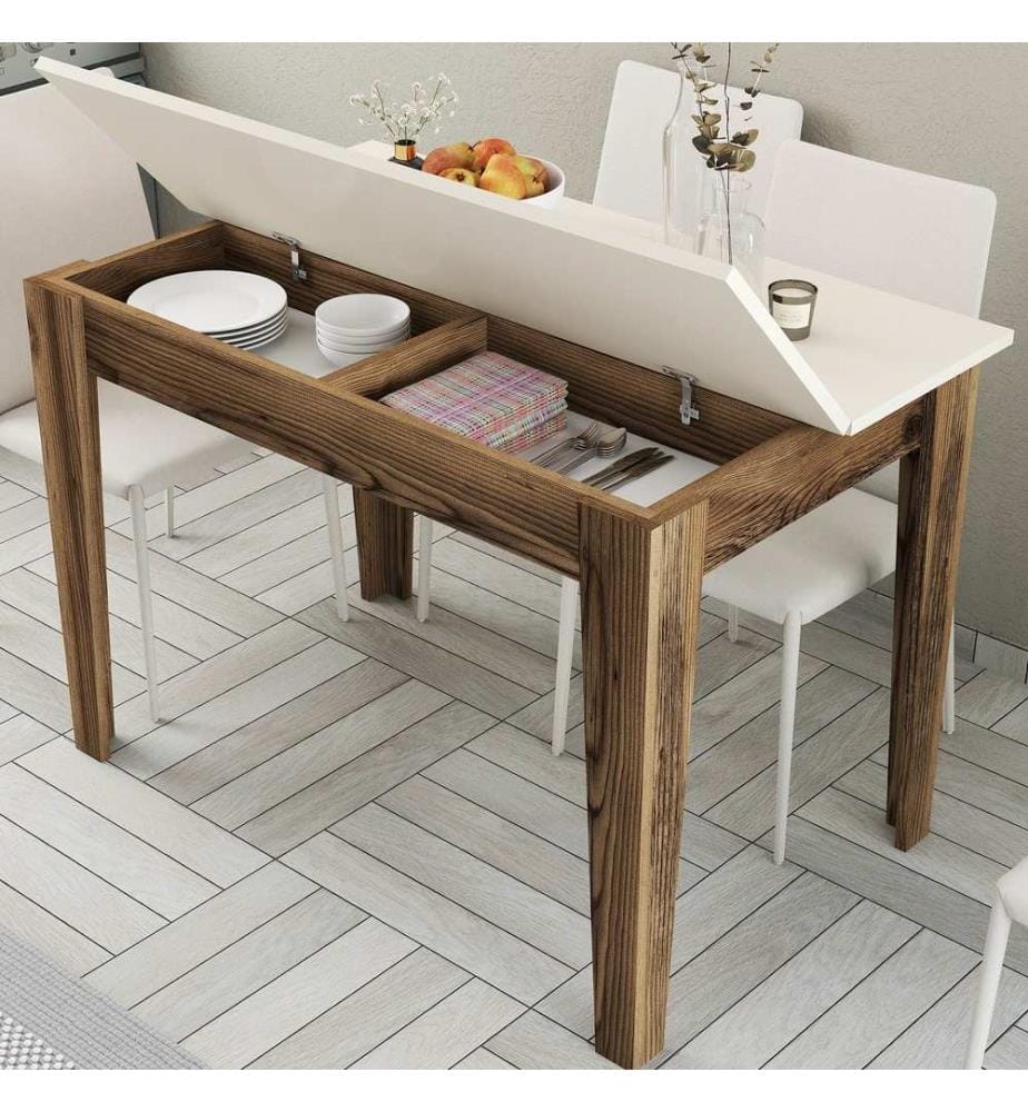 Kitchen Table, WalnutCream, Melamine Coated Particle Board