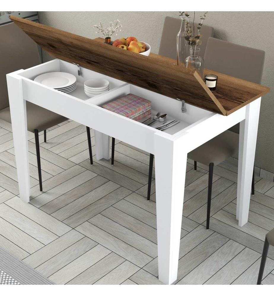 Kitchen Table, WalnutWhite, Melamine Coated Particle Board
