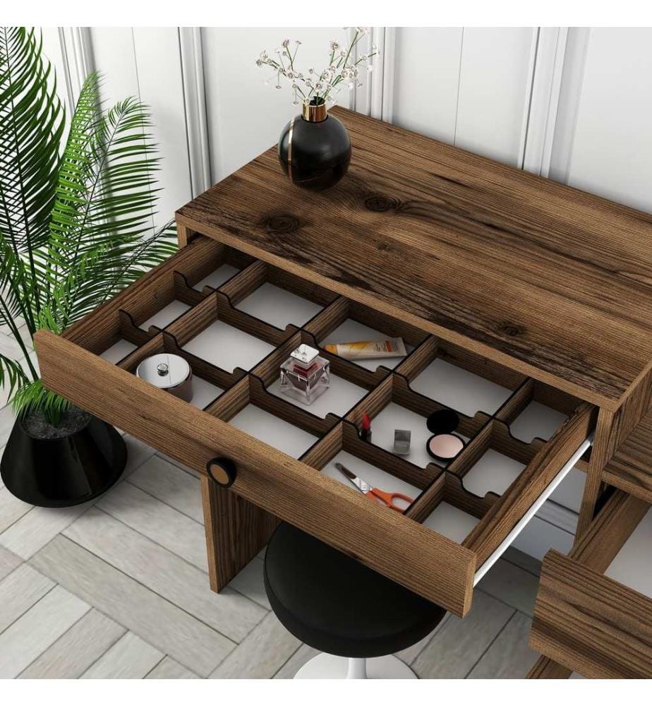 Make-up Table, Walnut, Melamine Coated Particle Board