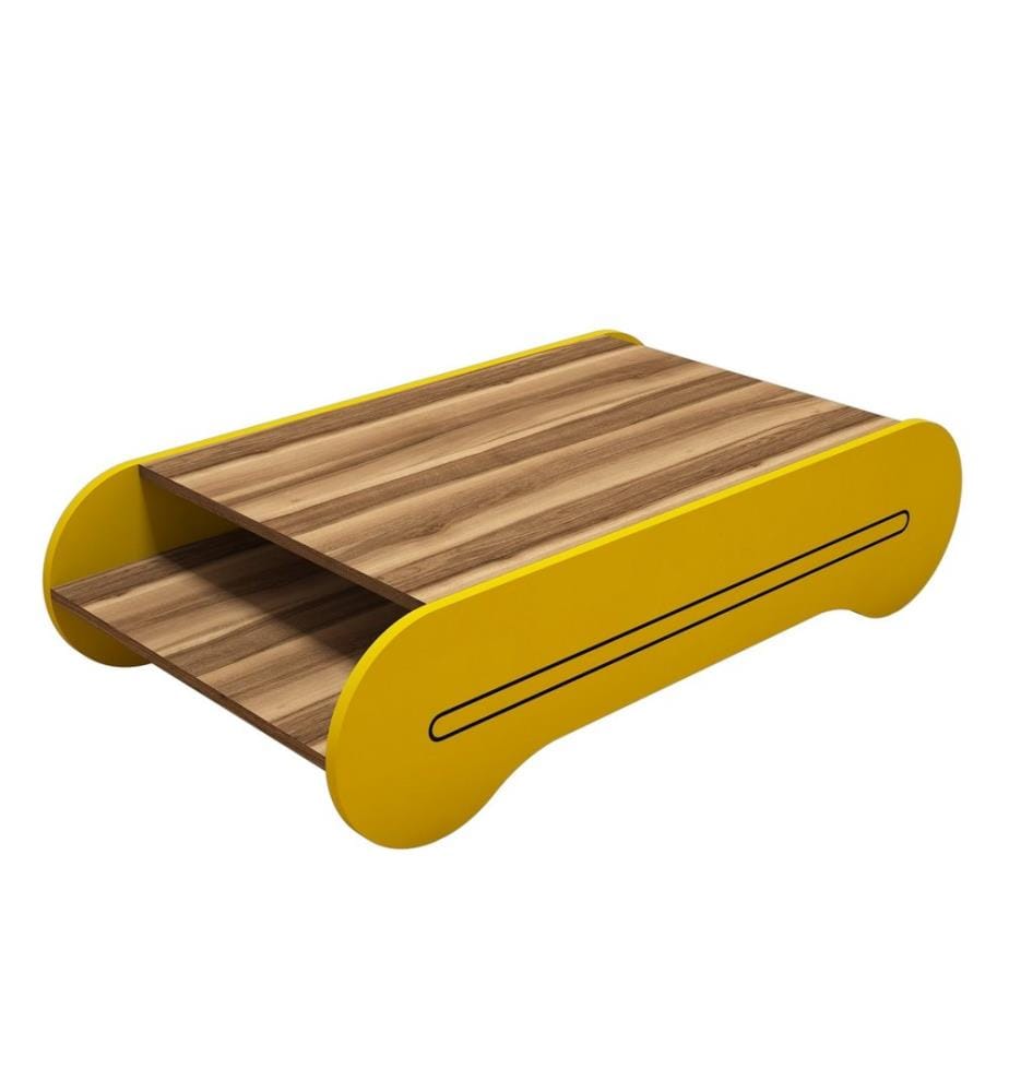 Couleur Noyer, Jaune, Tables Basses, 30X120X63,6 cm, Plaque De Particules Enrobée De Mélamine