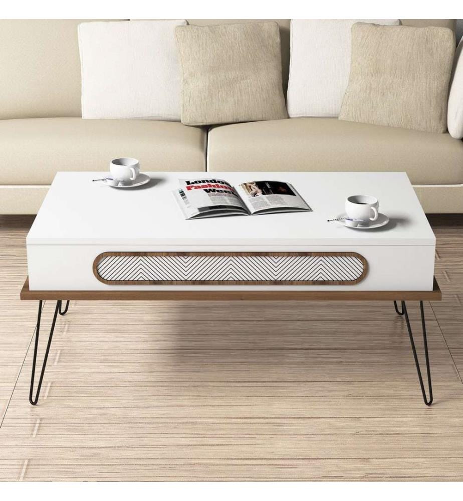 Weiss, Couchtische, 45,8X105X56 cm, Melaminbeschichtete Partikelplatte