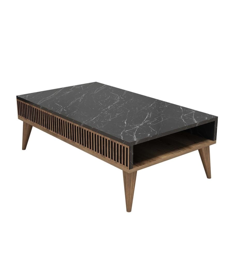 Nussbaumfarbe,Schwarz, Couchtische, 34,6X105X60 cm, Melaminbeschichtete Partikelplatte