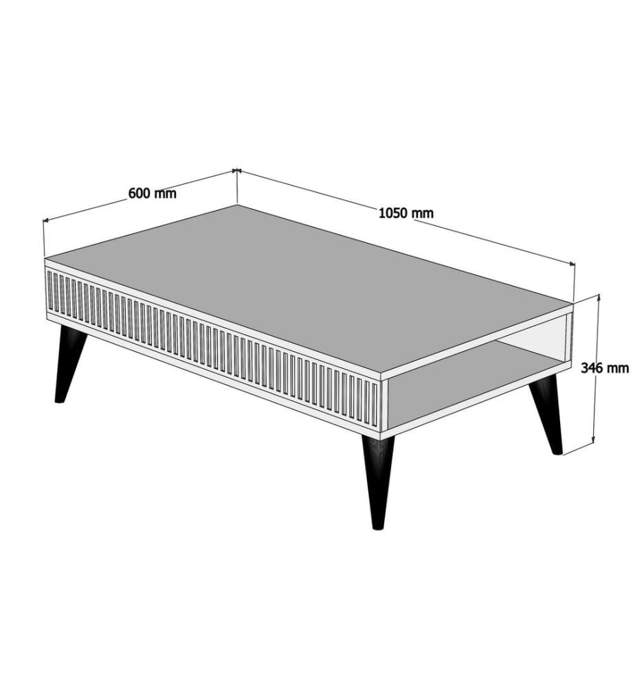 Nussbaumfarbe,Schwarz, Couchtische, 34,6X105X60 cm, Melaminbeschichtete Partikelplatte
