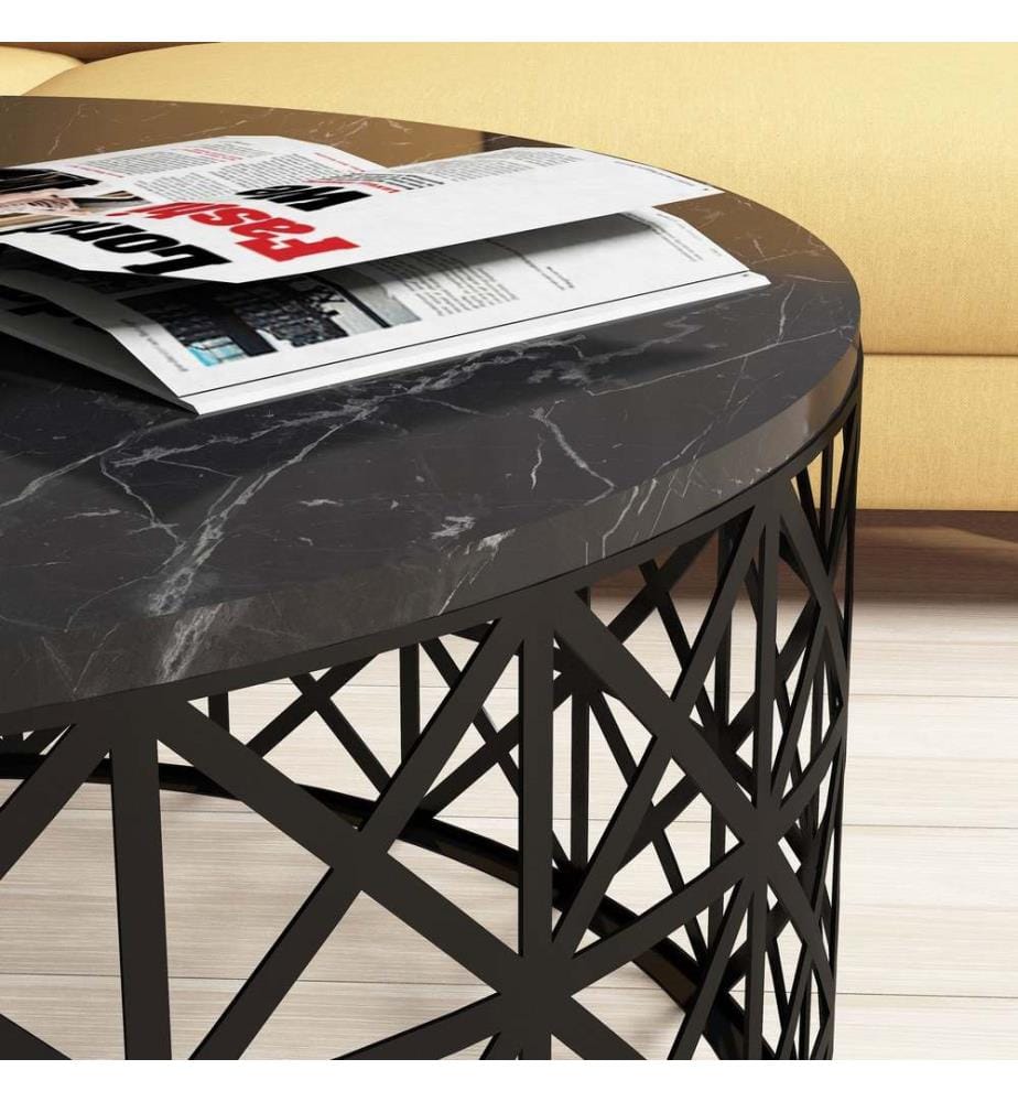 Schwarz, Couchtische, 38X90X90 cm, Melaminbeschichtete Partikelplatte