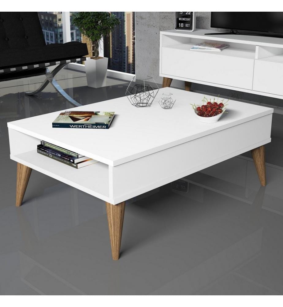 Weiss, Couchtische, 34,6X90X60 cm, Melaminbeschichtete Partikelplatte