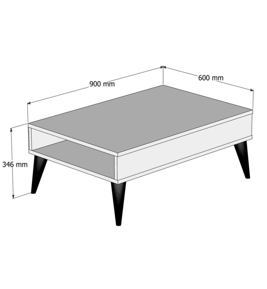 Weiss, Couchtische, 34,6X90X60 cm, Melaminbeschichtete Partikelplatte