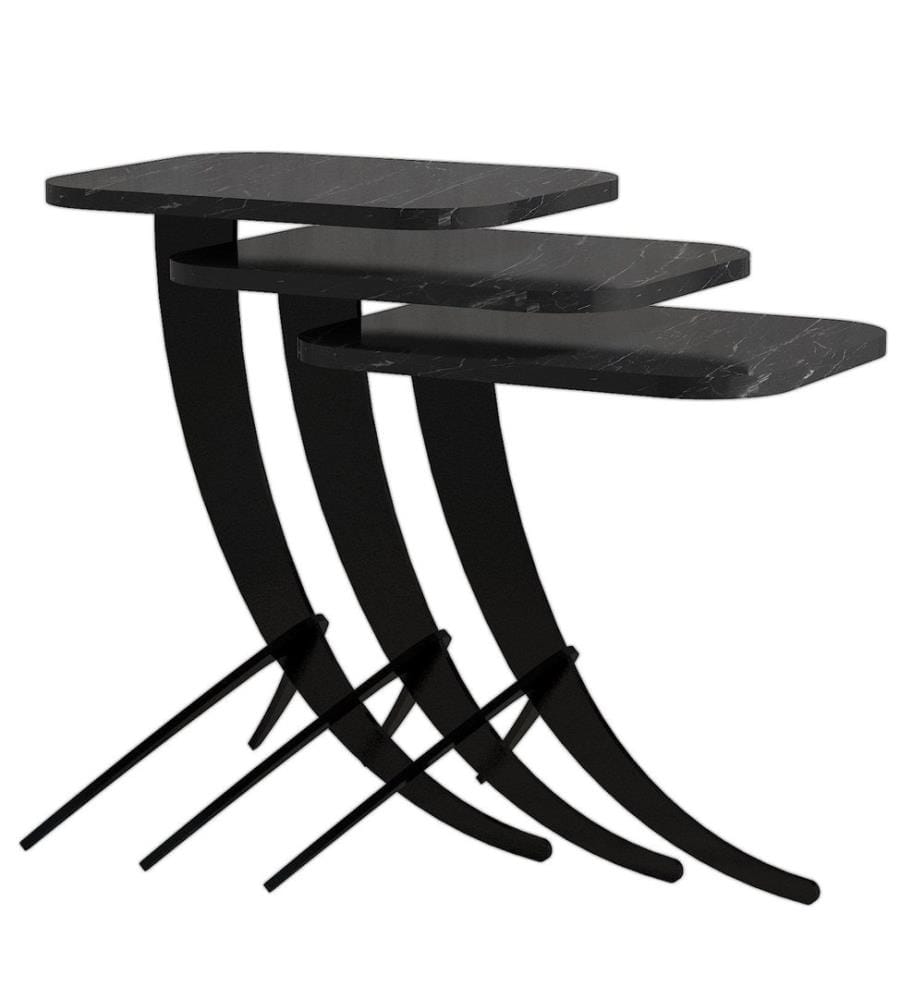 Noir, Tables Basses, 45X35X60 cm, Assiette De Particules Enrobée De Mélamine