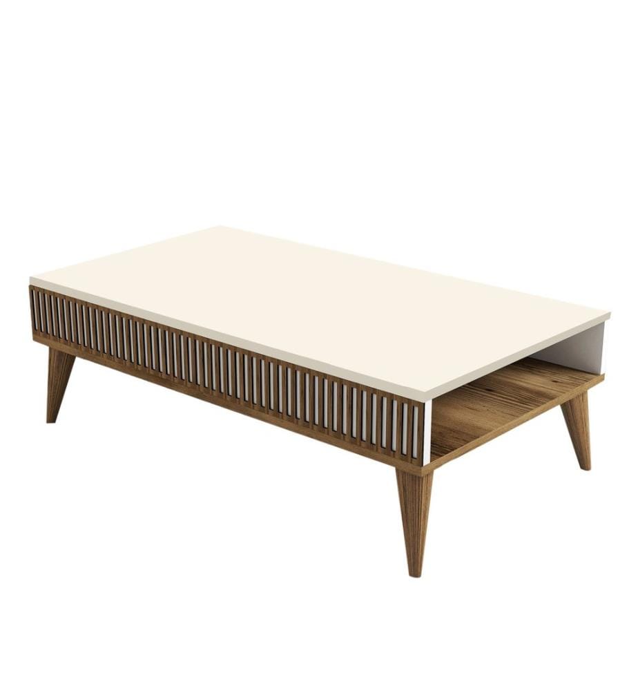 Table basse, Noyer, Crème, Panneau de particules mélaminé