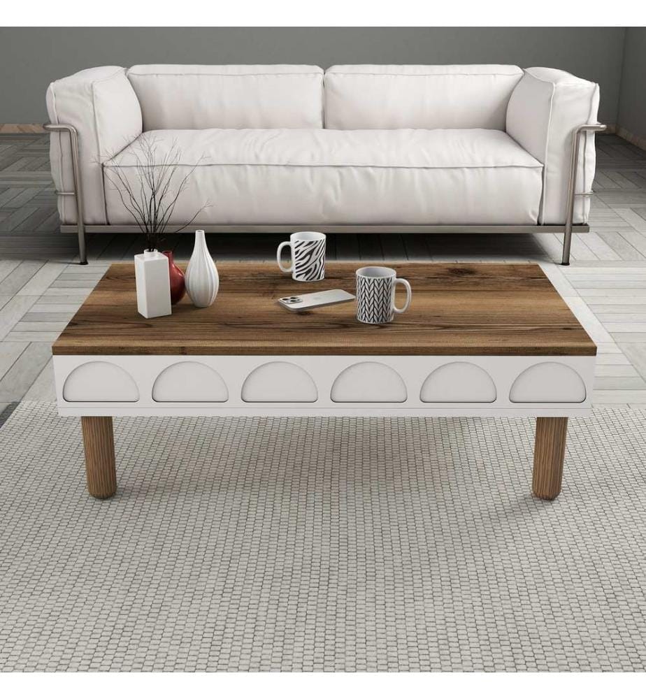 Table basse, blanc, PANNEAU DE PARTICULES ENTIÈREMENT REVÊTU DE MÉLAMINE