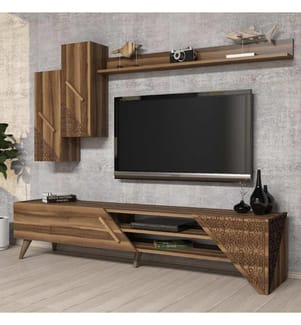 Nussbaumfarbe, Tv Schränke, 40X180X37 cm, Melaminbeschichtete Partikelplatte