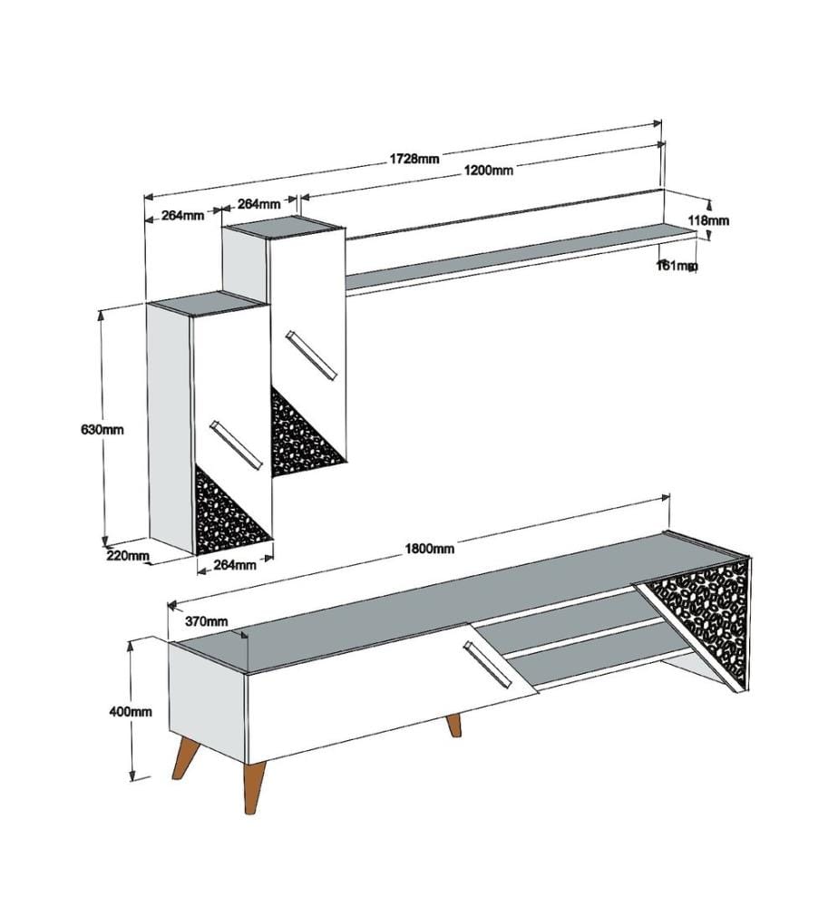 TV Unit, Walnut, Melamine Coated Particle Board