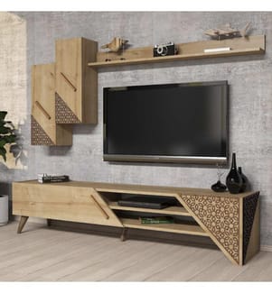 Eichenfarbig, Tv Schränke, 40X180X37 cm, Melaminbeschichtete Partikelplatte