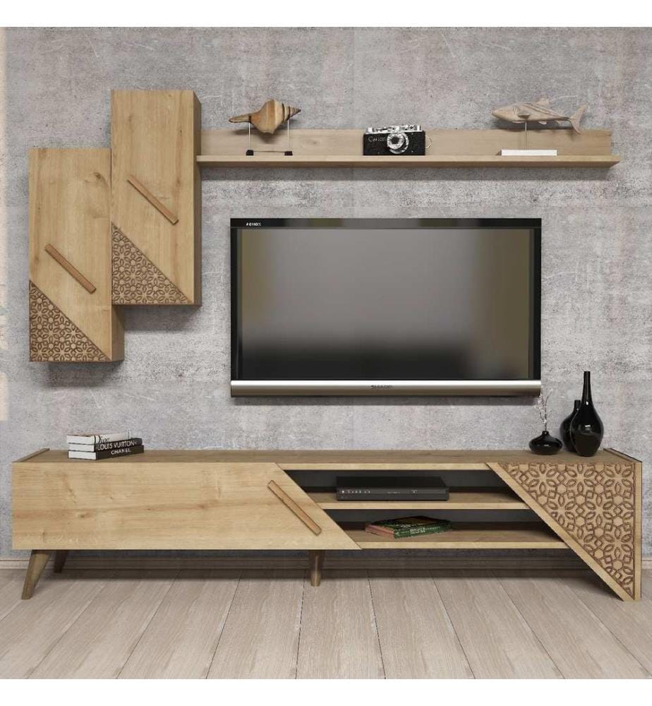 Couleur Chêne, Armoires Tv, 40X180X37 cm, Plaque De Particules Enrobée De Mélamine