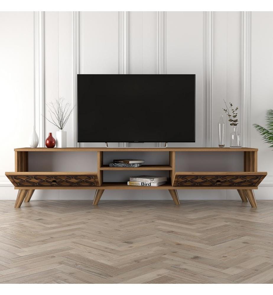 TV Stand, Walnut, Melamine Coated Particle Board