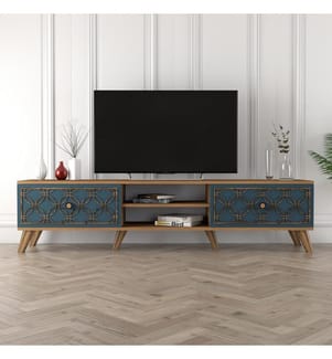 Nussbaumfarbe,Chalcedon, Tv Schränke, 44X180X35 cm, Melaminbeschichtete Partikelplatte