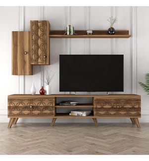 Nussbaumfarbe, Tv Schränke, 44X180X35 cm, Melaminbeschichtete Partikelplatte