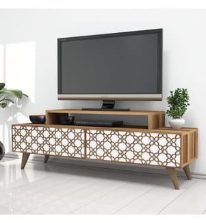 Nussbaumfarbe,Weiss, Tv Schränke, 48,8X140X41,8 cm, Melaminbeschichtete Partikelplatte