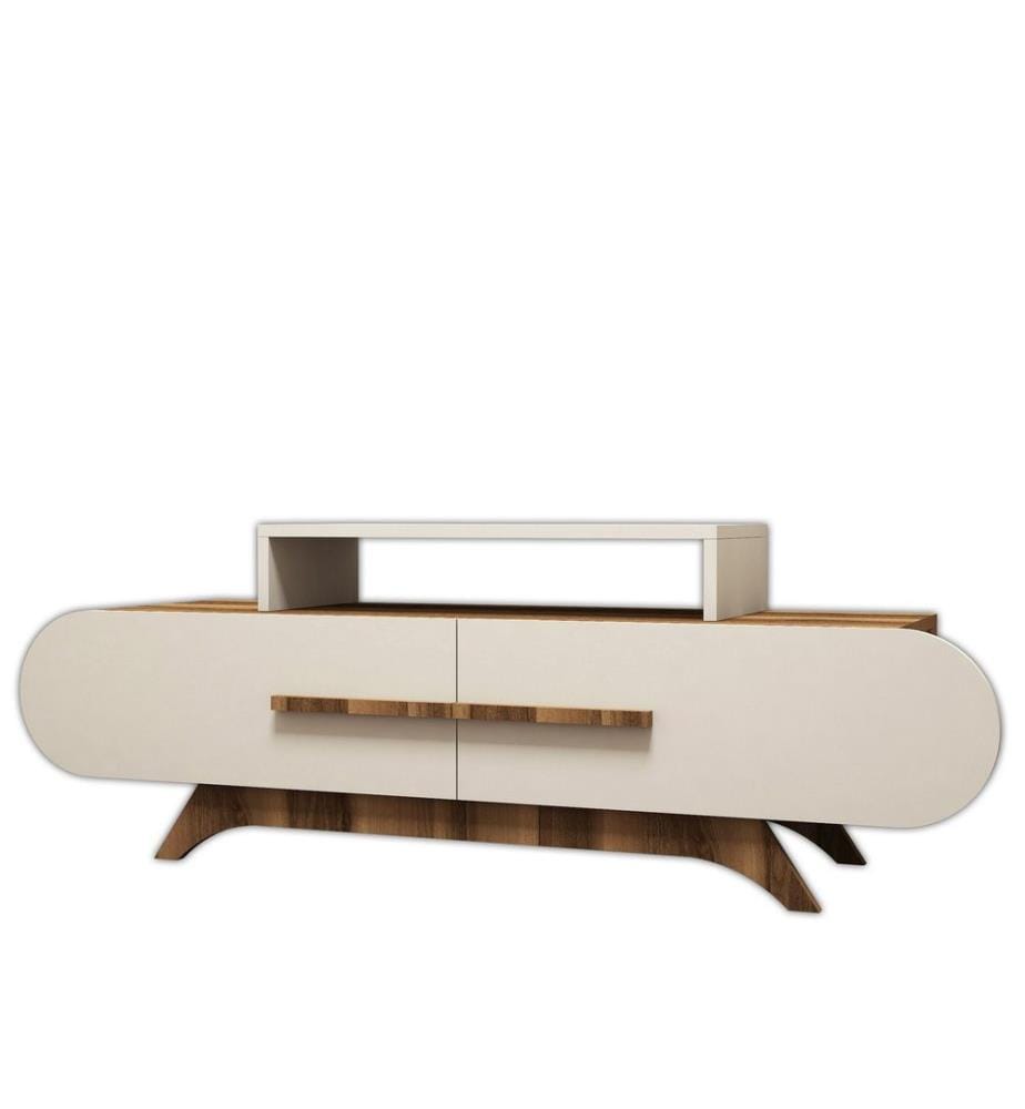 Nussbaumfarbe,Creme, Tv Schränke, 49,8X145X36,8 cm, Melaminbeschichtete Partikelplatte