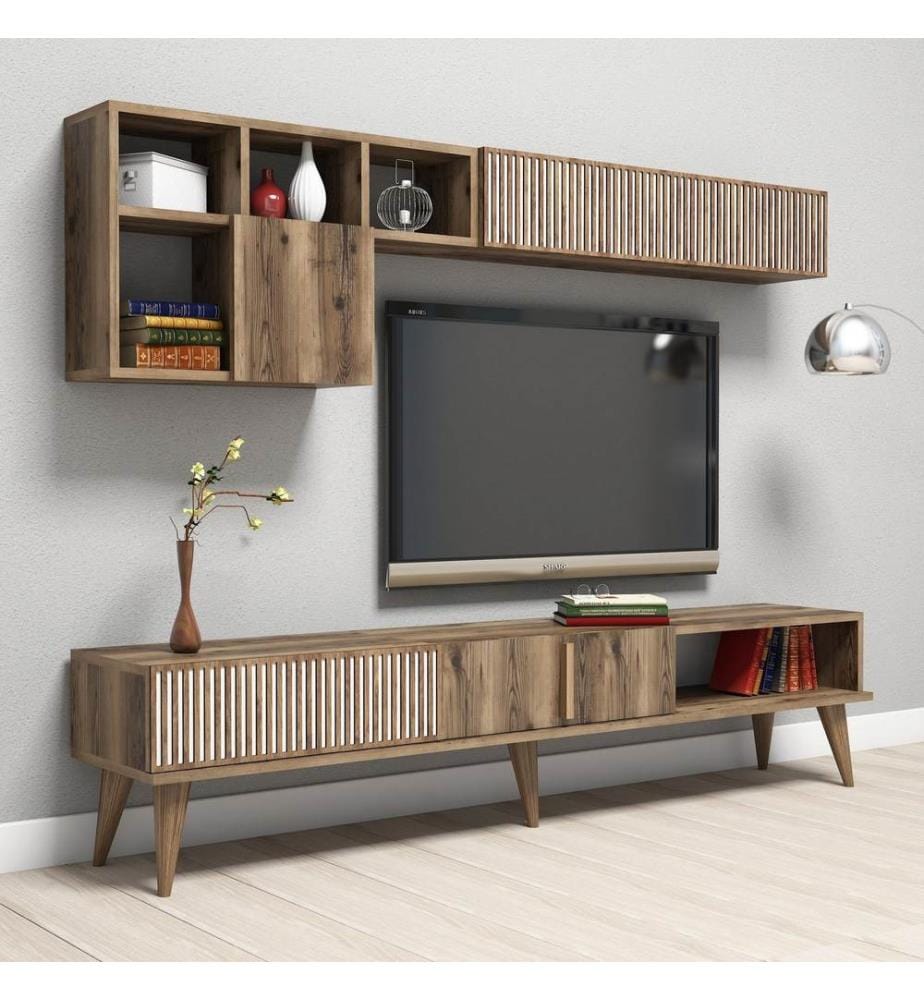 Nussbaumfarbe, Tv Schränke, 40X180X35 cm, Melaminbeschichtete Partikelplatte