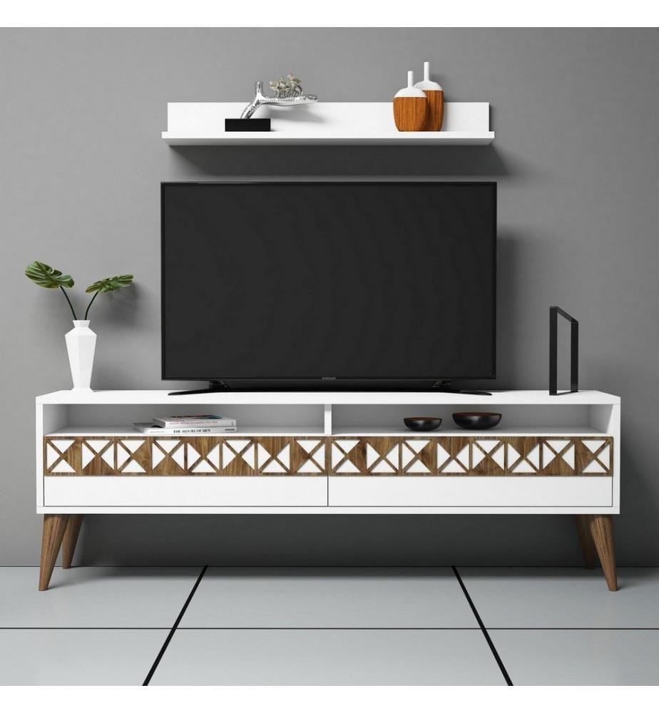 Blanc, Armoires De Télévision, 50X150X30 cm, Plaque De Particules À Revêtement En Mélamine