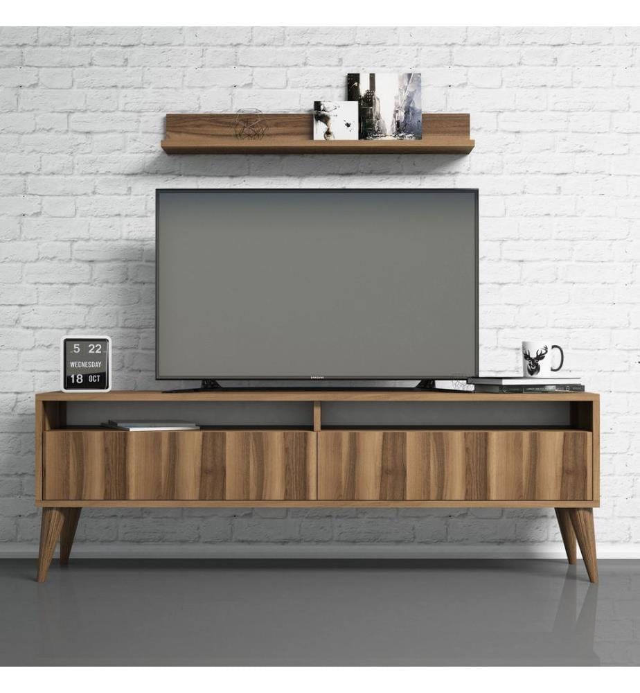 Couleur Noyer, Armoires Tv, 50X150X30 cm, Plaque De Particules Enrobée De Mélamine