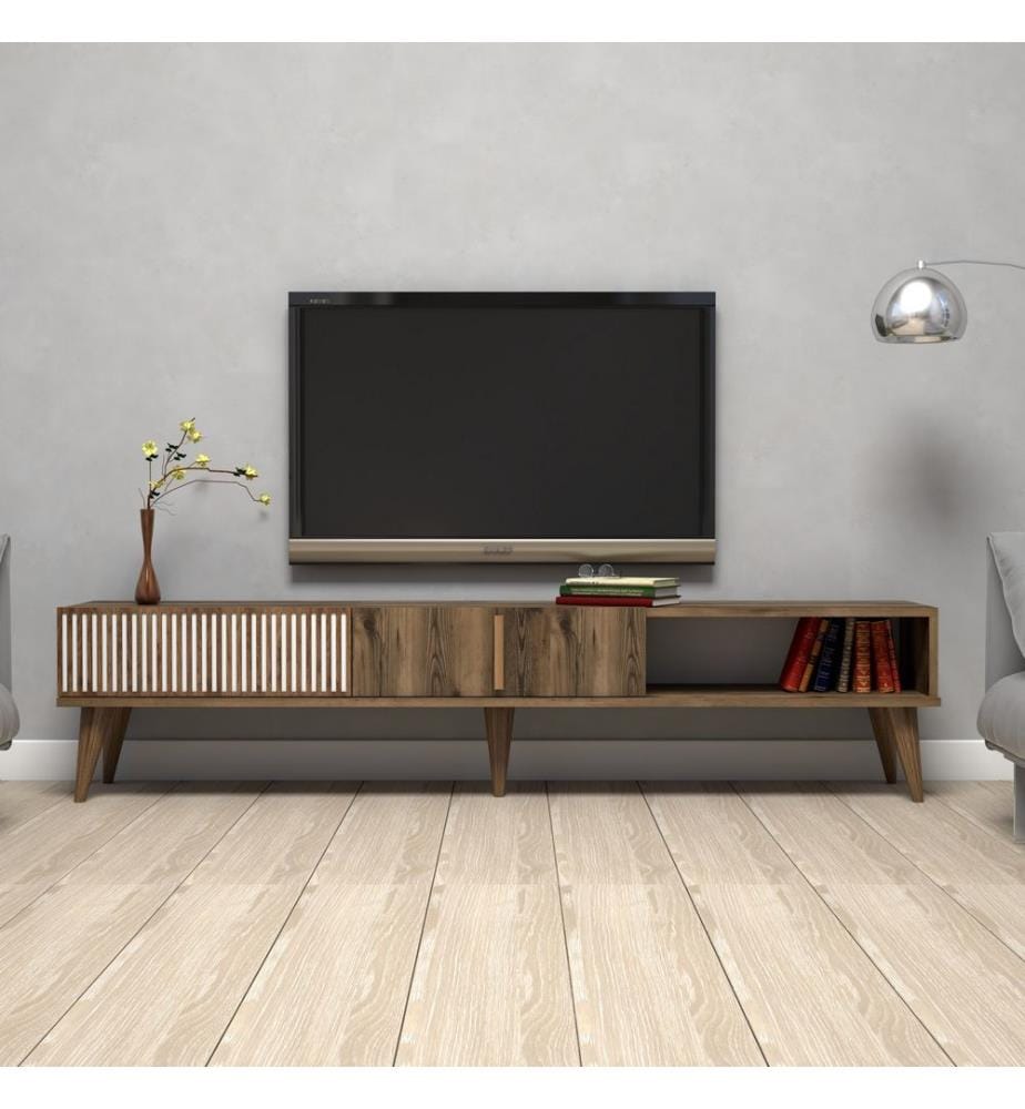 Couleur Noyer, Armoires Tv, 40X180X35 cm, Plaque De Particules Enrobée De Mélamine