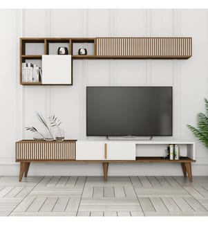 Mobile TV, Noce, Bianco, Pannello di particelle rivestito di melamina