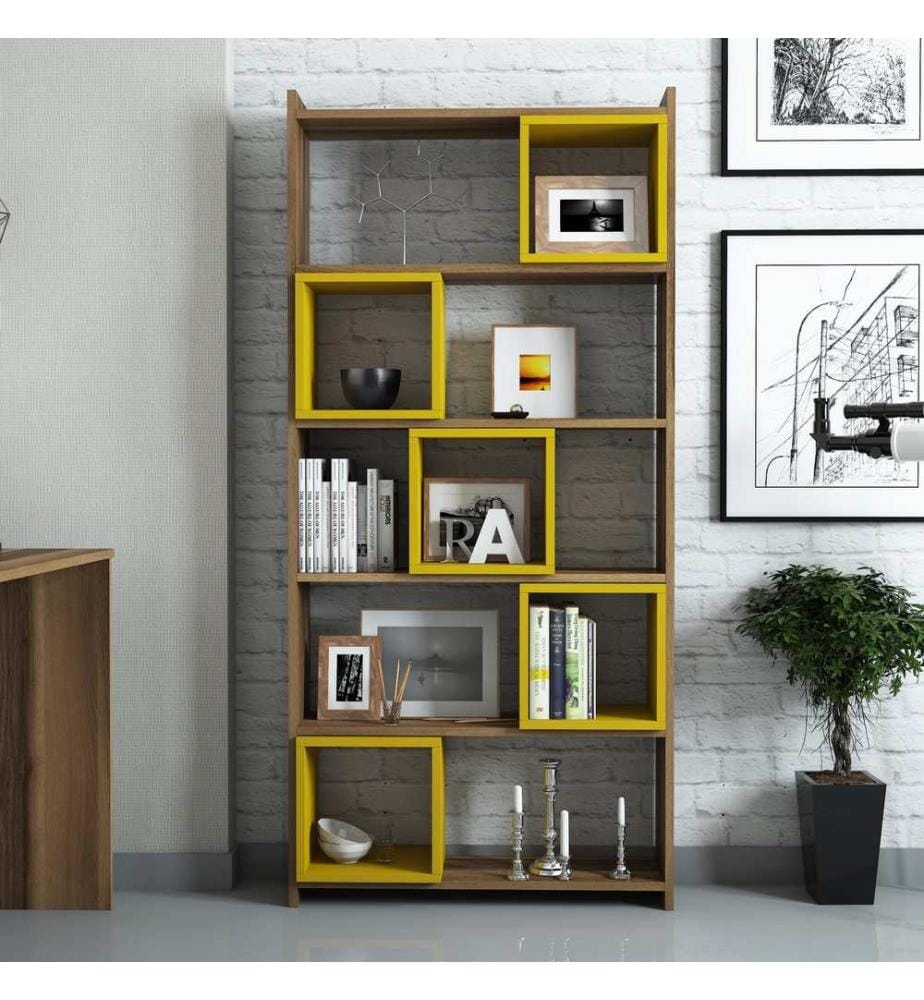 Bookshelf, WalnutYellow, Melamine Coated Particle Board