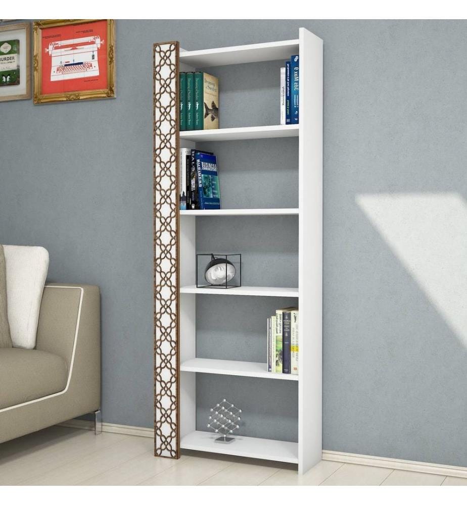Blanc, Étagères, 170X64.6X24,2 cm, Plaque De Particules Enrobée De Mélamine
