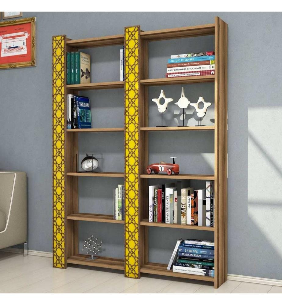 Bookshelf, WalnutYellow, Melamine Coated Particle Board