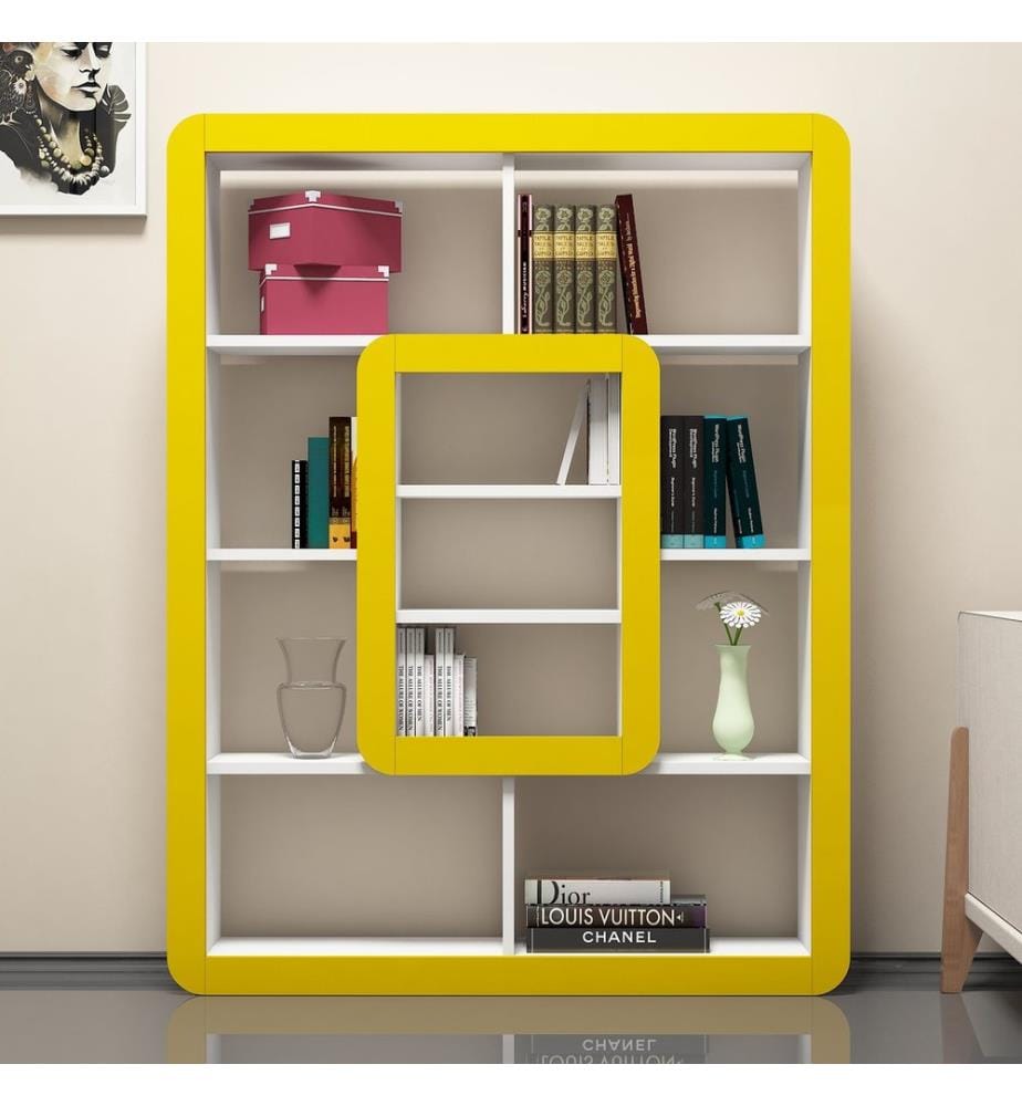 Bookshelf, WhiteYellow, Melamine Coated Particle Board