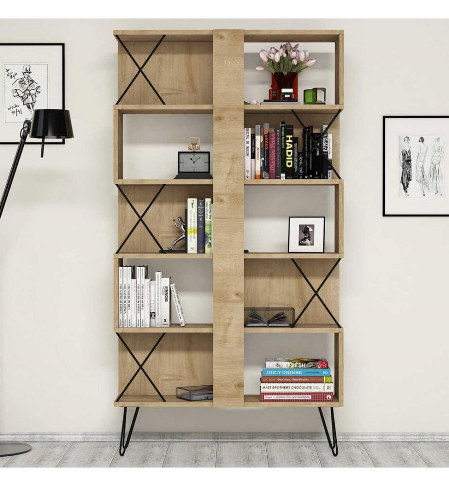 Eichenfarbig, Bücherregale, 167,3X90X22 cm, Melaminbeschichtete Partikelplatte