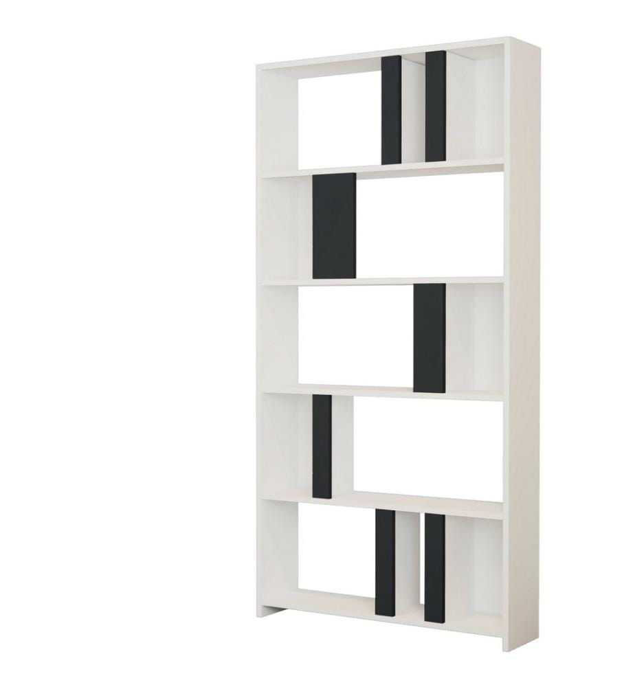 Bianco, Antracite, Librerie, 180X90X20 cm, Piastra Di Particelle Con Rivestimento Melamina