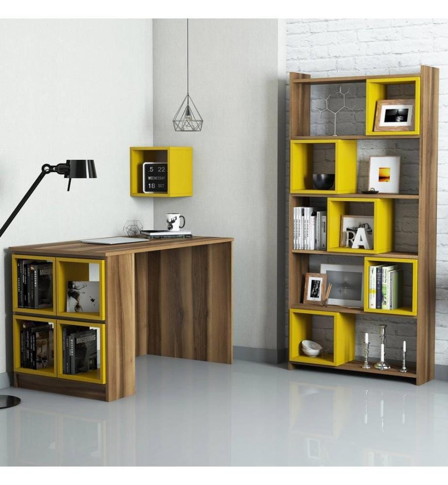 Nussbaumfarbe,Gelb, Bücherregale, 75X120X65 cm, Melaminbeschichtete Partikelplatte