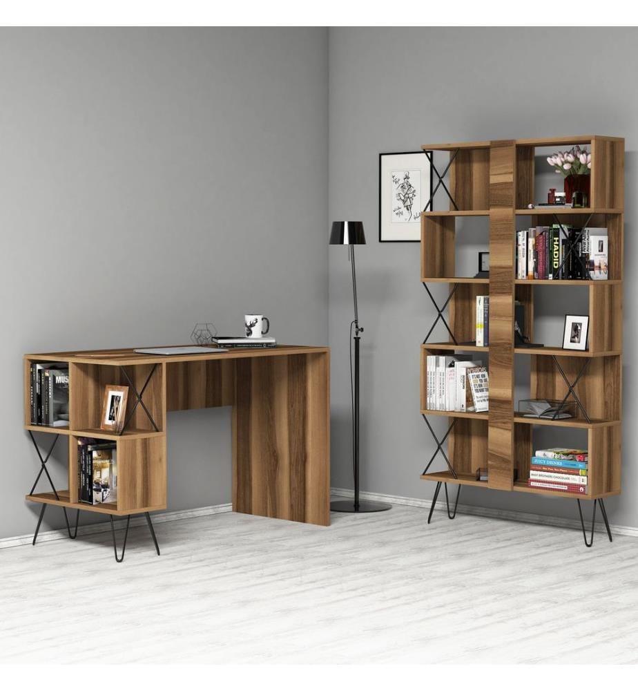 Nussbaumfarbe,Schwarz, Bücherregale, 78,8X120X60 cm, Melaminbeschichtete Partikelplatte