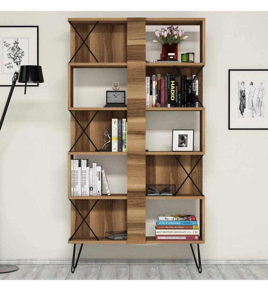 Nussbaumfarbe,Schwarz, Bücherregale, 78,8X120X60 cm, Melaminbeschichtete Partikelplatte
