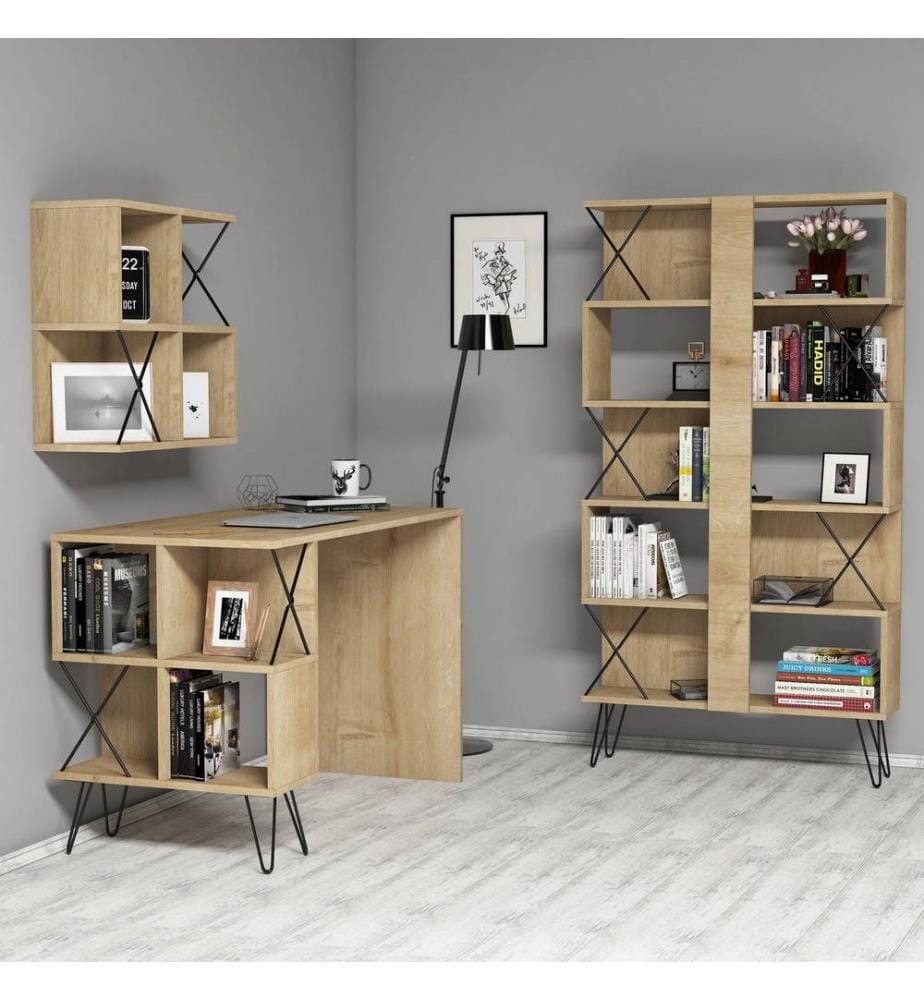 Eichenfarbig,Schwarz, Bücherregale, 78,8X120X60 cm, Melaminbeschichtete Partikelplatte