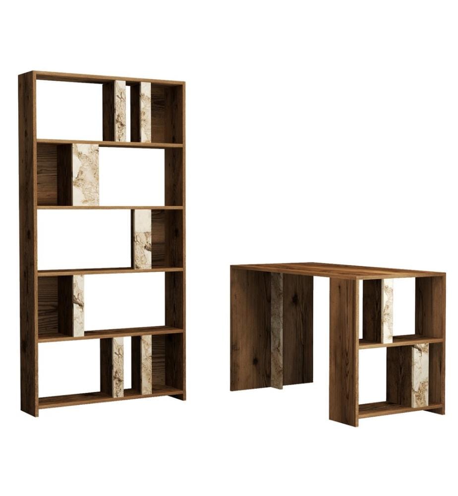 Nussbaumfarbe,Weiss, Bücherregale, 75,4X120X60 cm, Melaminbeschichtete Partikelplatte