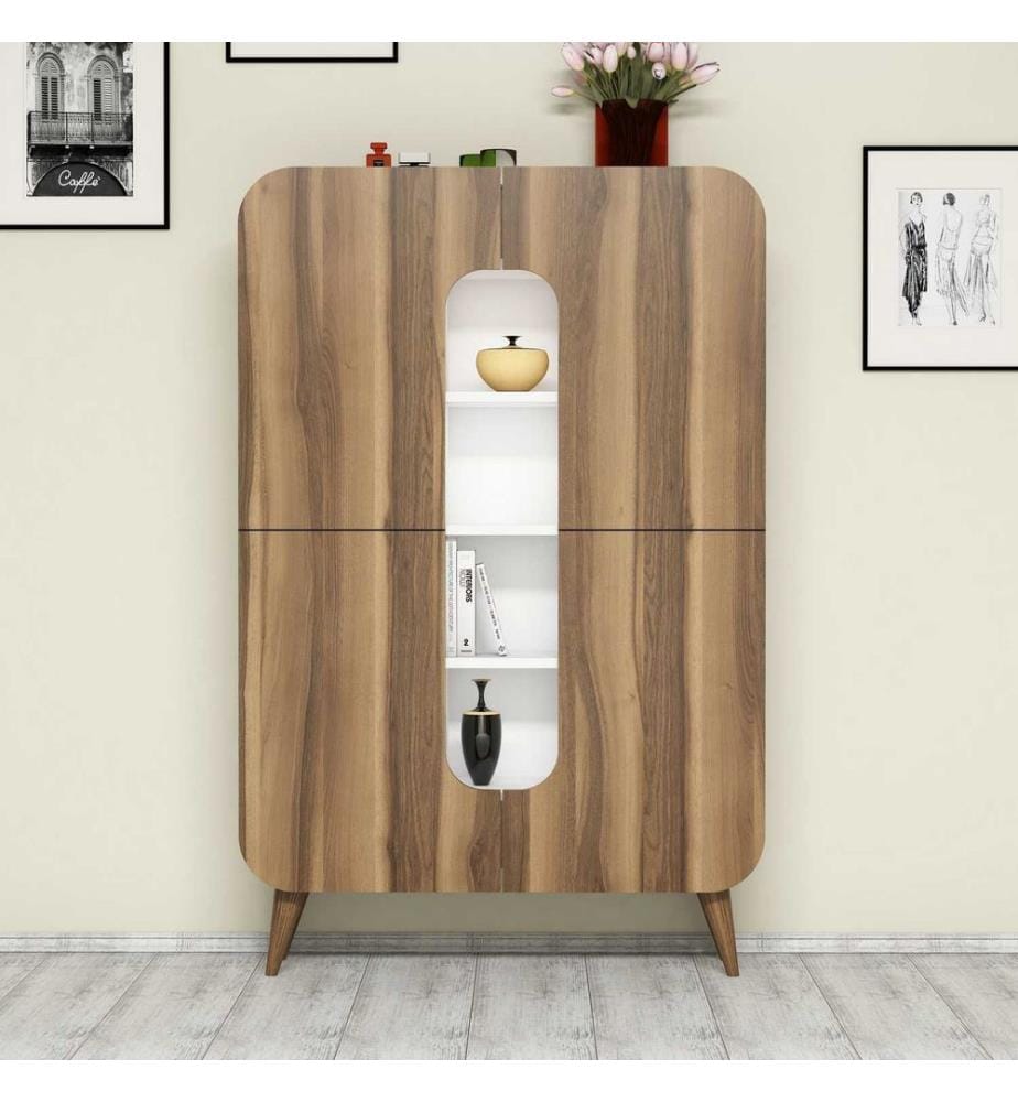 Multi Purpose Cabinet, WalnutWhite, Melamine Coated Particle Board