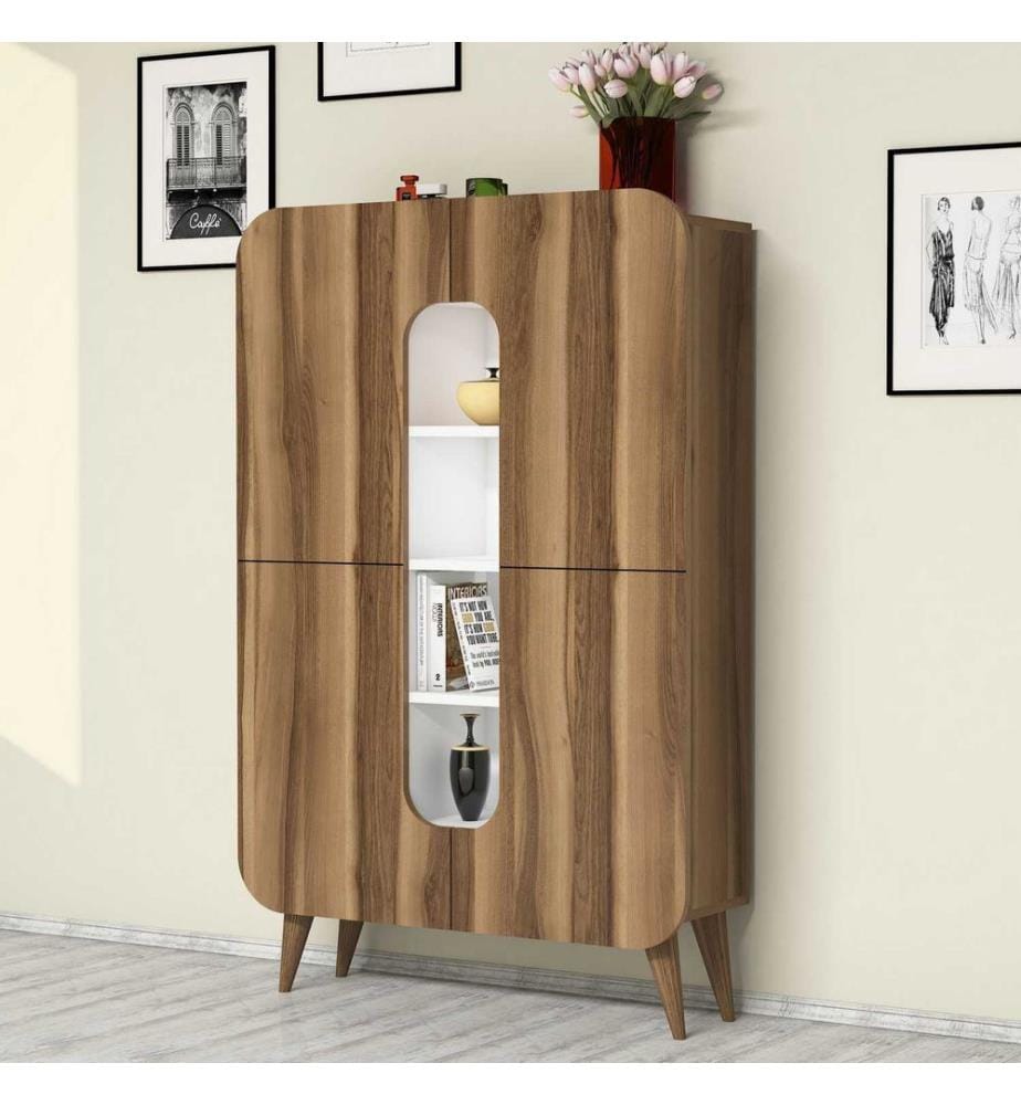 Multi Purpose Cabinet, WalnutWhite, Melamine Coated Particle Board
