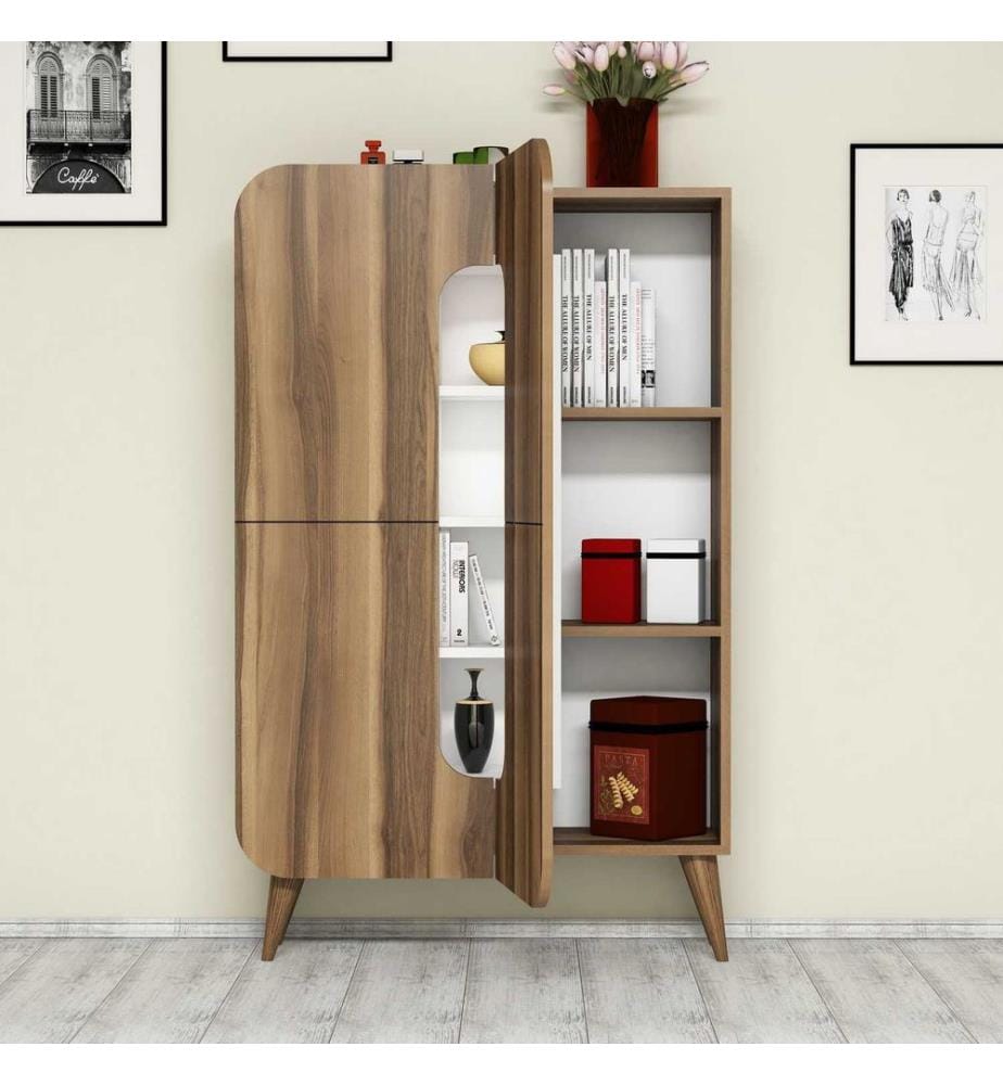 Multi Purpose Cabinet, WalnutWhite, Melamine Coated Particle Board