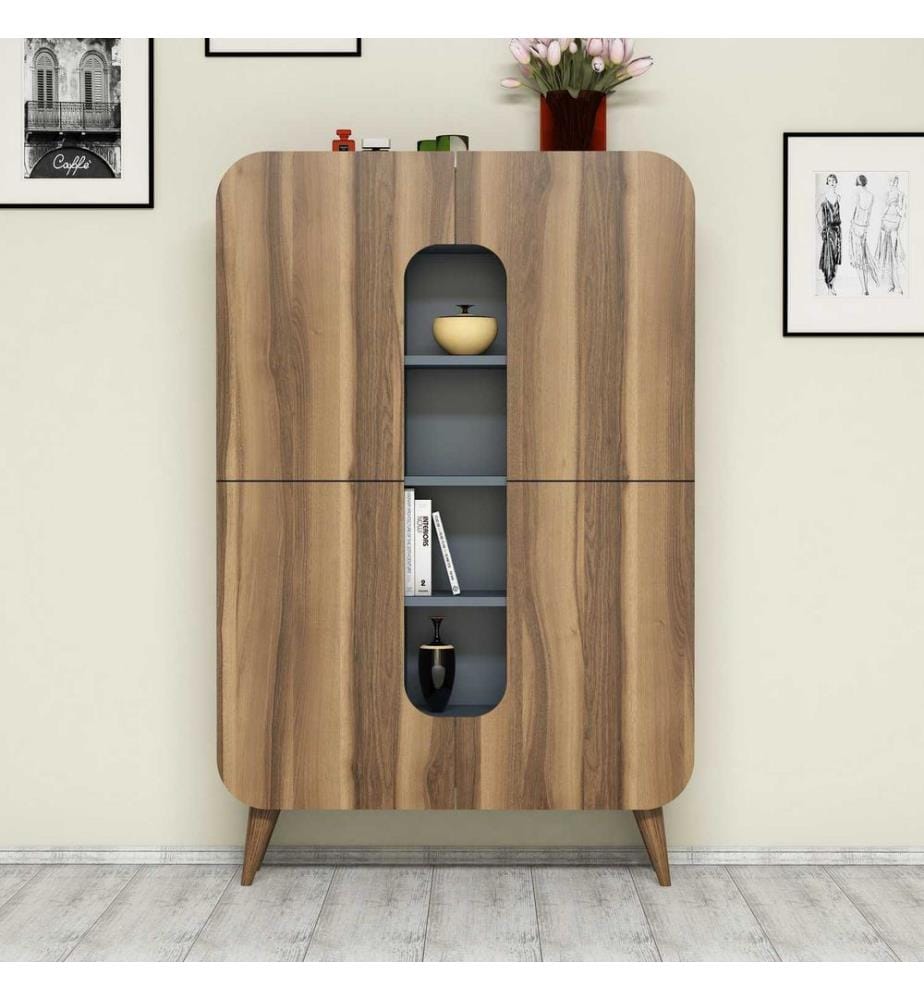 Multi Purpose Cabinet, WalnutBlue, Melamine Coated Particle Board